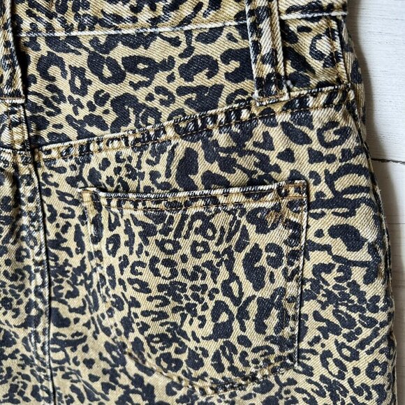 Madewell Skirt Womens Size 25 Rigid Denim A Line Leopard Mini 100% Cotton - Picture 13 of 16